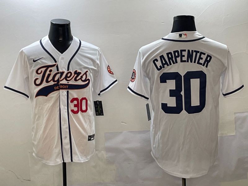 Men Detroit Tigers #30 Carpenter White Jointly Name 2025 Nike MLB Jersey style 3